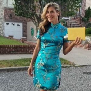 Asian inspired Turquoise Party Dress